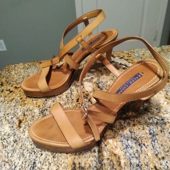 Ralph Lauren Purple Label Brown Ankle Strap High Heels Made In Italy Womens 9.5B - Picture 1 of 10